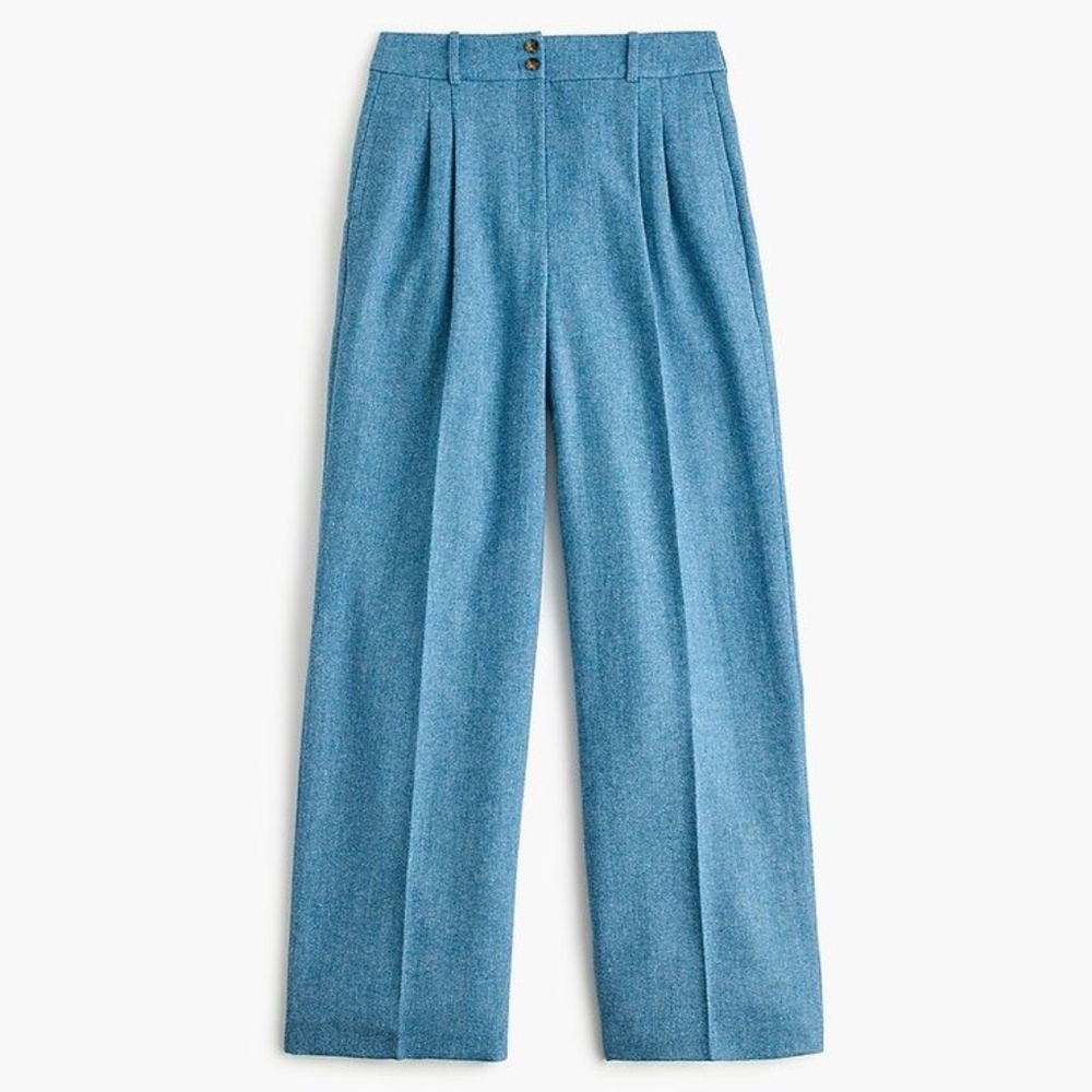J Crew Wide Leg Pleated Pant in Wool